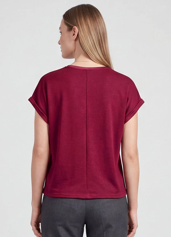 Infinita Cor - Blusa Feminina Manga Cavada Vermelho 2