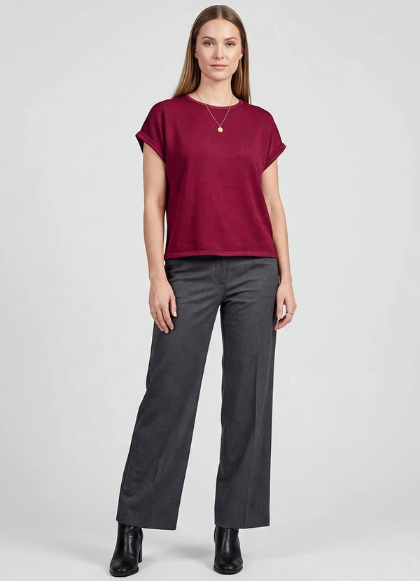 Infinita Cor - Blusa Feminina Manga Cavada Vermelho 3