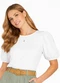 Infinita Cor - Blusa Feminina Manga com Volume Verde - variação: Bege