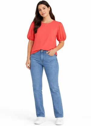 Infinita Cor - Blusa Feminina Manga com Volume Laranja - INFINITA COR
