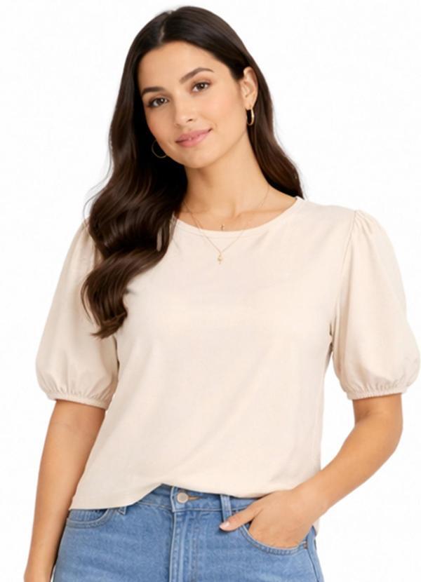 Infinita Cor - Blusa Feminina Manga com Volume Marrom