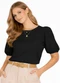 Infinita Cor - Blusa Feminina Manga com Volume Verde - variação: Preto