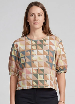 Infinita Cor - Blusa Feminina Manga com Volume Punho Rosa - INFINITA COR