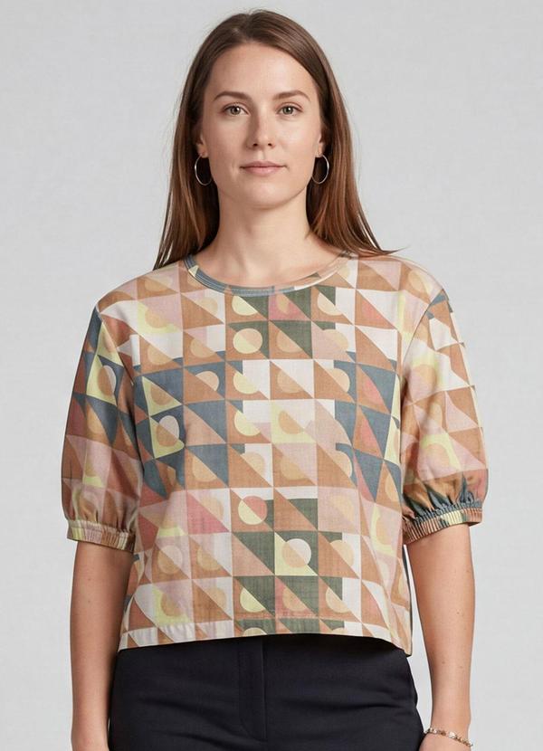 Infinita Cor - Blusa Feminina Manga com Volume Punho Rosa