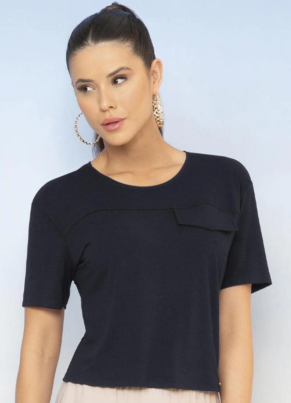 Cativa - Blusa Feminina Manga Curta Altura do Cós Preto