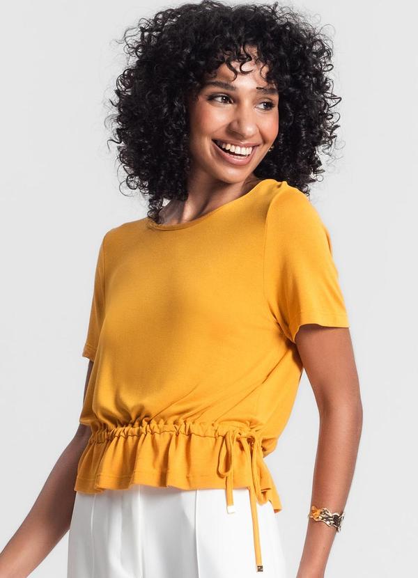 Rovitex - Blusa Feminina Manga Curta Amarelo