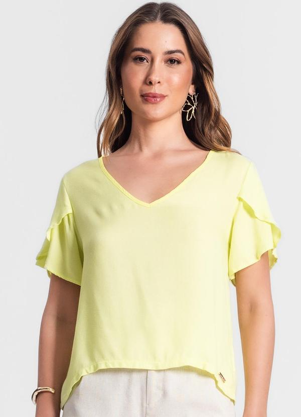 Rovitex - Blusa Feminina Manga Curta Amarelo