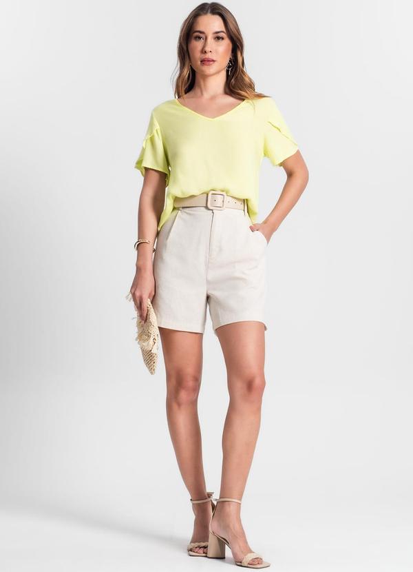 Rovitex - Blusa Feminina Manga Curta Amarelo 3