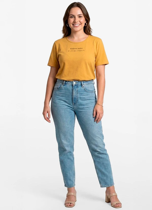 Infinita Cor - Blusa Feminina Manga Curta Amarelo 3