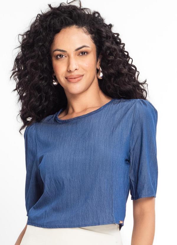 Rovitex - Blusa Feminina Manga Curta Azul