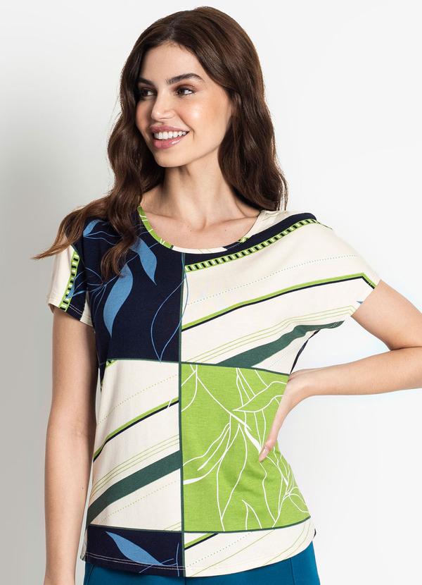 Rovitex - Blusa Feminina Manga Curta Azul