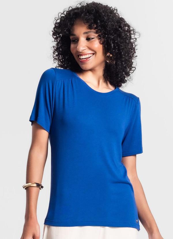 Rovitex - Blusa Feminina Manga Curta Azul