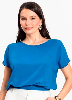 Infinita Cor - Blusa Feminina Manga Curta Azul - INFINITA COR