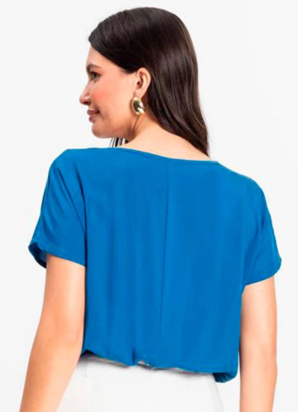 Infinita Cor - Blusa Feminina Manga Curta Azul 2