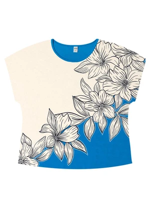 Rovitex - Blusa Feminina Manga Curta Azul - ROVITEX