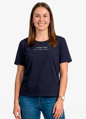 Infinita Cor - Blusa Feminina Manga Curta Azul - INFINITA COR