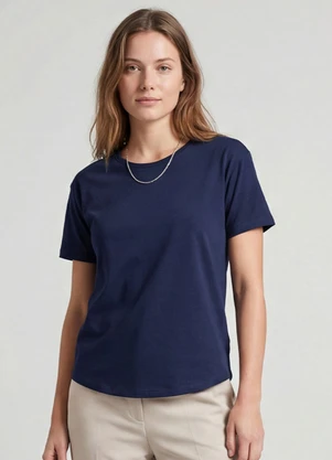 Infinita Cor - Blusa Feminina Manga Curta Azul - INFINITA COR