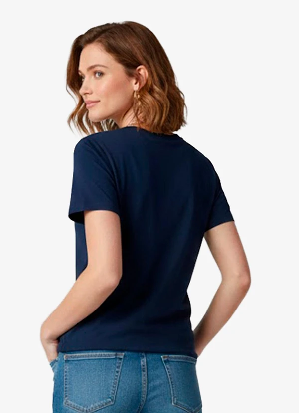 Infinita Cor - Blusa Feminina Manga Curta Azul 2