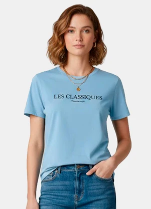 Infinita Cor - Blusa Feminina Manga Curta Azul - INFINITA COR