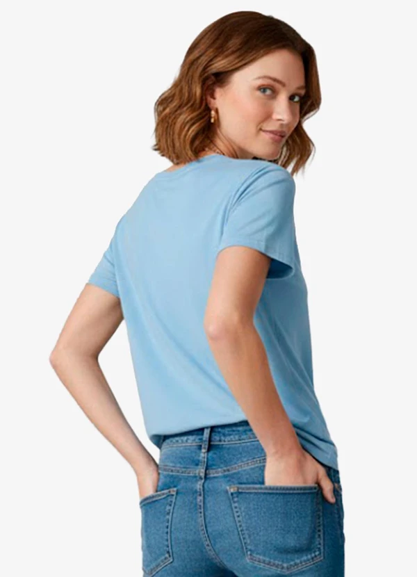 Infinita Cor - Blusa Feminina Manga Curta Azul 2