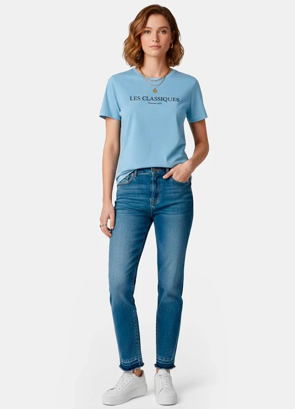 Infinita Cor - Blusa Feminina Manga Curta Azul 3