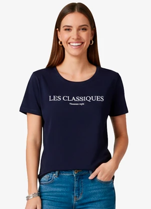 Infinita Cor - Blusa Feminina Manga Curta Azul - INFINITA COR