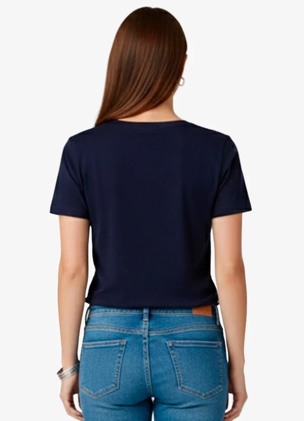 Infinita Cor - Blusa Feminina Manga Curta Azul 2