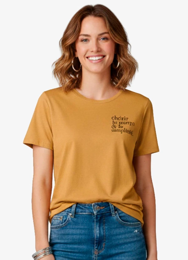 Infinita Cor - Blusa Feminina Manga Curta Azul