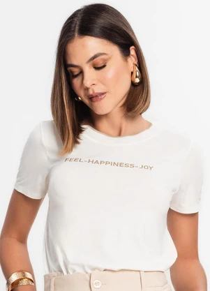 Rovitex - Blusa Feminina Manga Curta Bege - ROVITEX