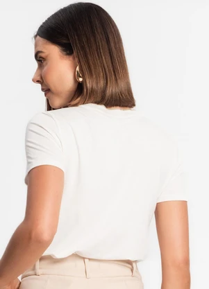Rovitex - Blusa Feminina Manga Curta Bege - ROVITEX