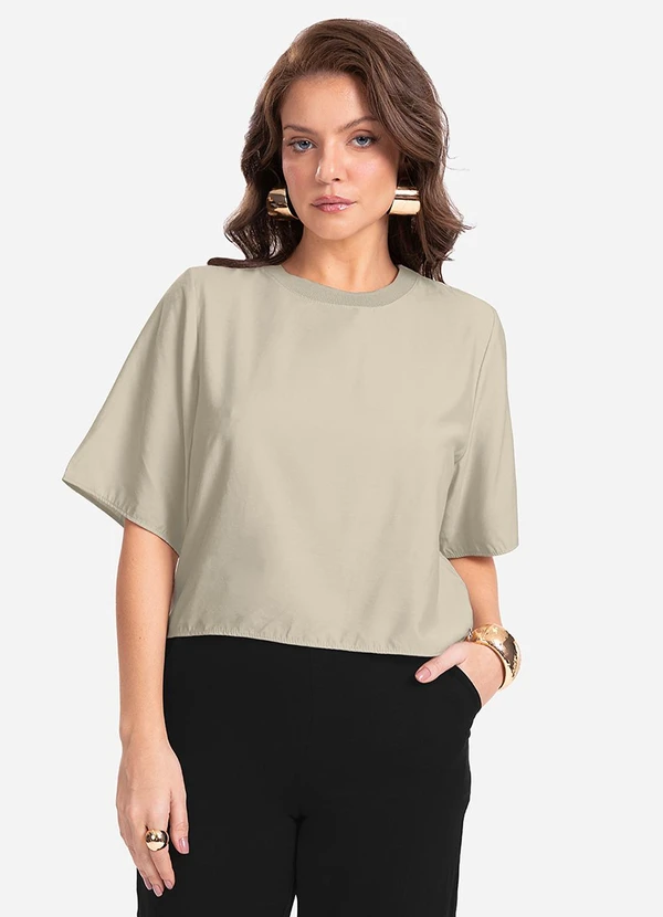 Endless - Blusa Feminina Manga Curta Bege