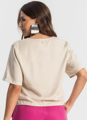 Endless - Blusa Feminina Manga Curta Bege - ENDLESS