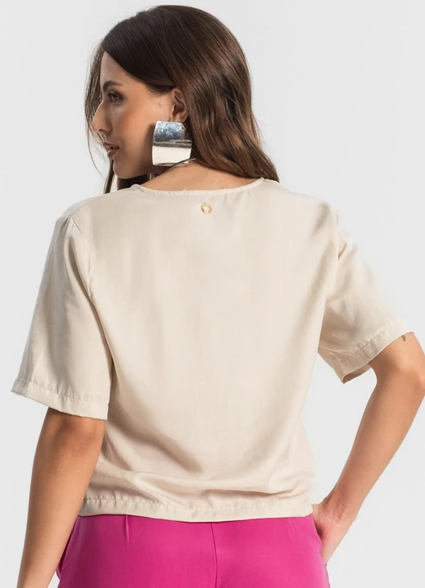 Endless - Blusa Feminina Manga Curta Bege 2