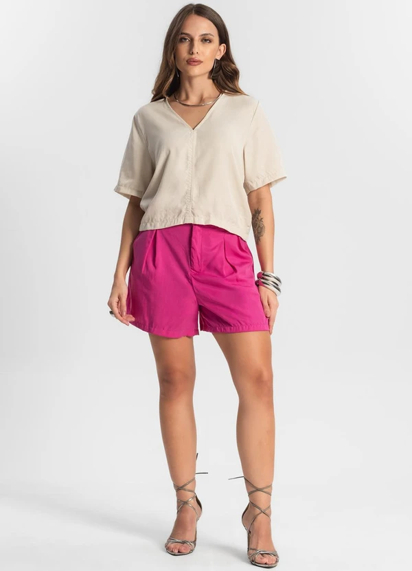 Endless - Blusa Feminina Manga Curta Bege 3