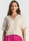 Endless - Blusa Feminina Manga Curta Preto - variação: Bege