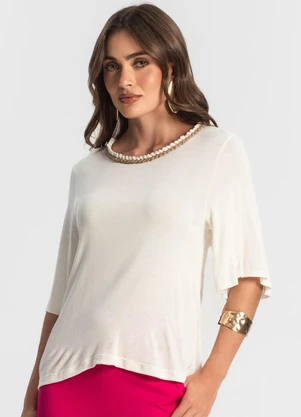 Endless - Blusa Feminina Manga Curta Bege - ENDLESS