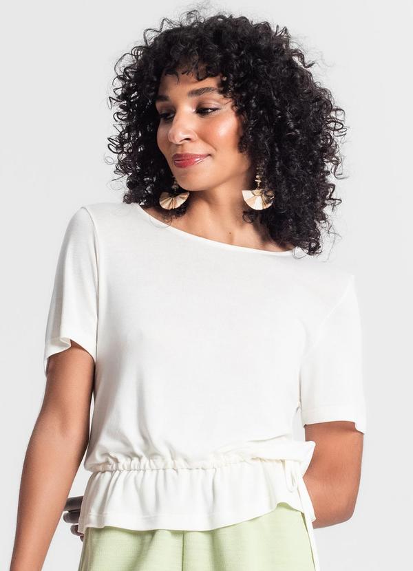 Rovitex - Blusa Feminina Manga Curta Bege