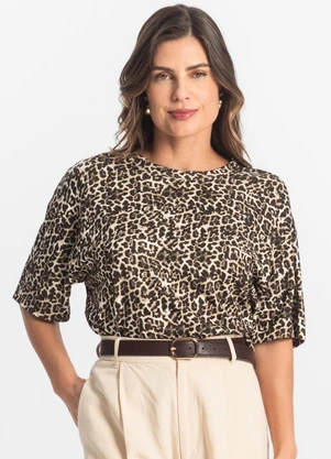 Select - Blusa Feminina Manga Curta Bege - SELECT