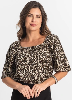Select - Blusa Feminina Manga Curta Bege - SELECT