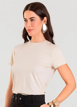 Dianna - Blusa Feminina Manga Curta Bege - DIANNA