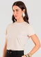 Dianna - Blusa Feminina Manga Curta Azul - variação: Bege