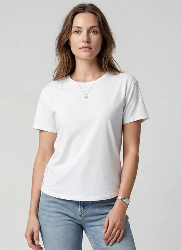 Infinita Cor - Blusa Feminina Manga Curta Bege