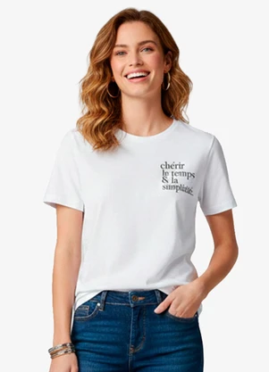 Infinita Cor - Blusa Feminina Manga Curta Bege - INFINITA COR