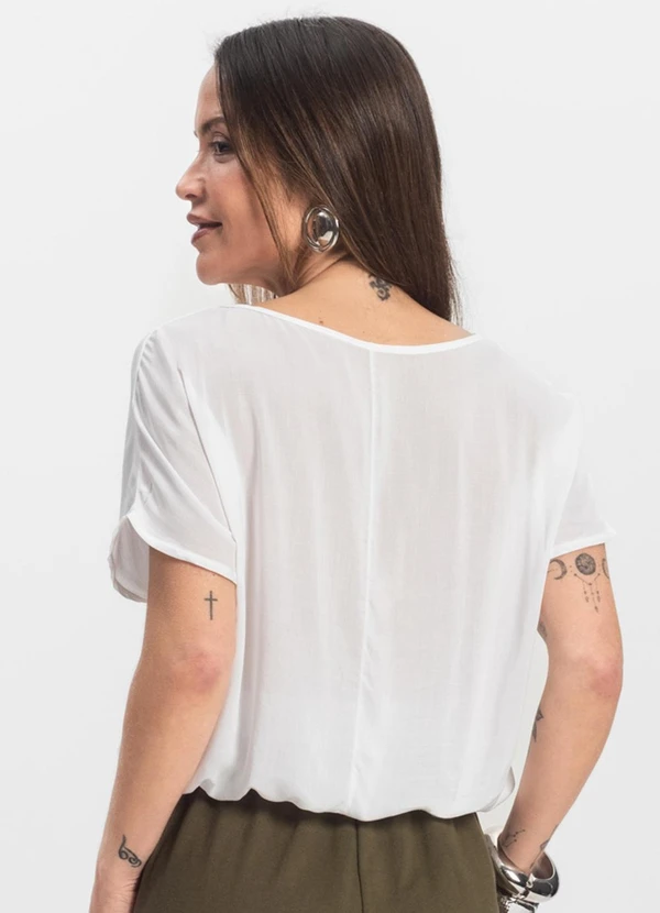 Infinita Cor - Blusa Feminina Manga Curta Branco 2