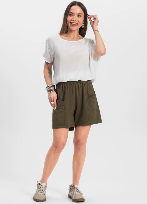 Infinita Cor - Blusa Feminina Manga Curta Branco 3