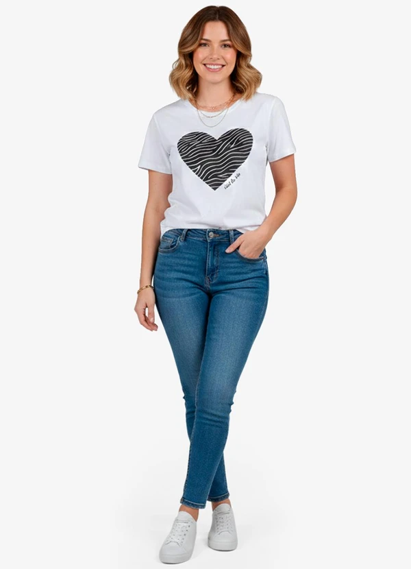 Infinita Cor - Blusa Feminina Manga Curta Branco 3