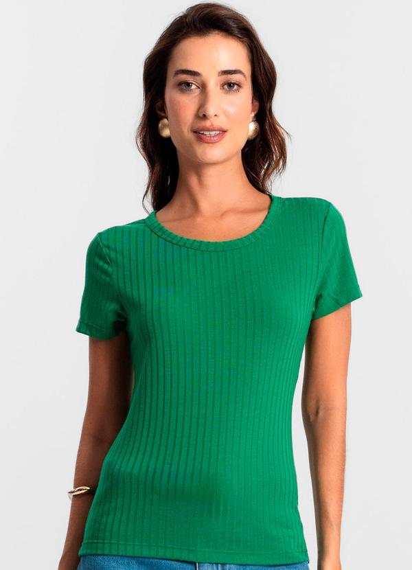 Rovitex - Blusa Feminina Manga Curta Canelada Verde