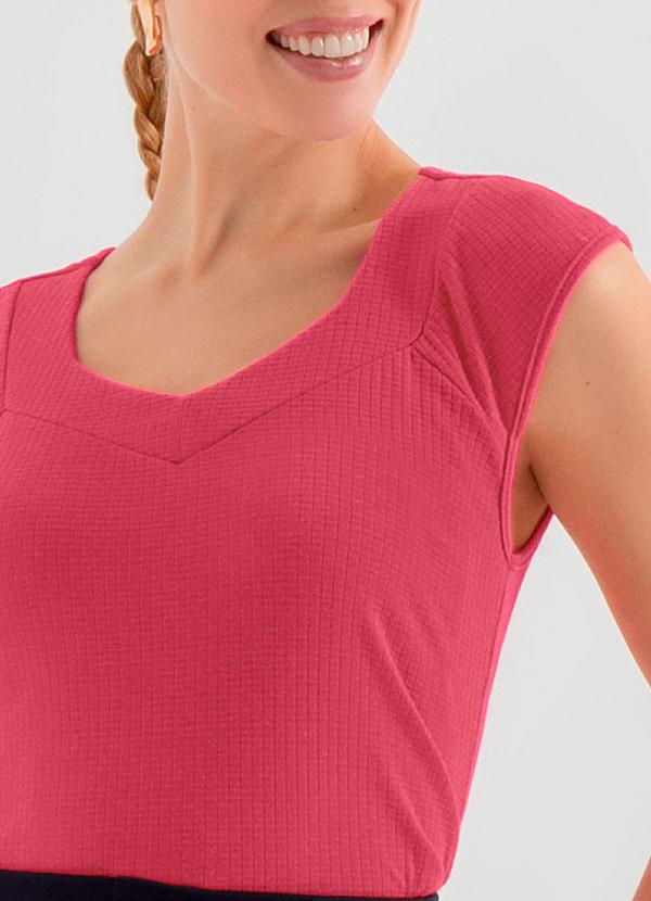 Cativa - Blusa Feminina Manga Curta Canelada Rosa 2
