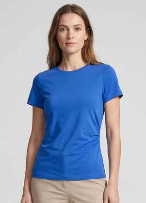 Rovitex - Blusa Feminina Manga Curta com Franzido Roxo - ROVITEX