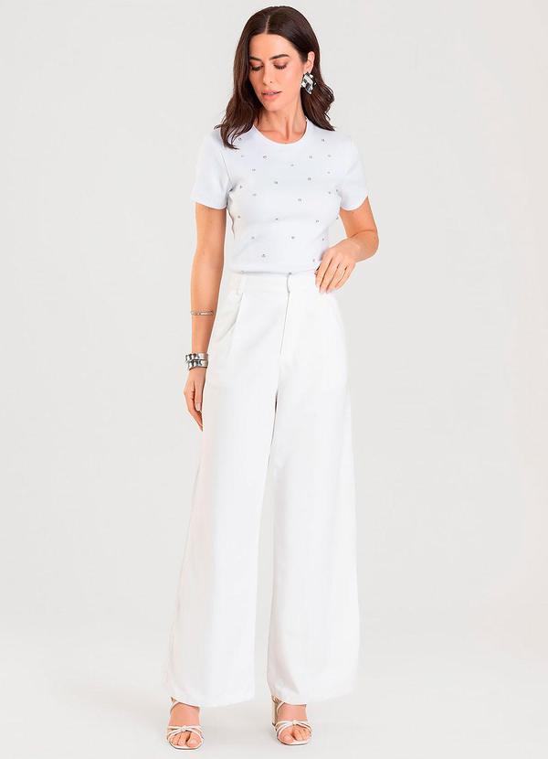 Dianna - Blusa Feminina Manga Curta com Rebites Branco 3